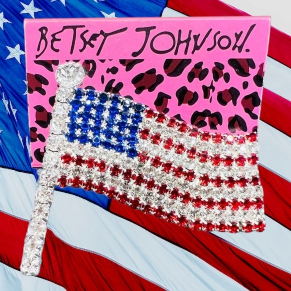 AMERICAN Flag Rhinestone USA Pin Broche Brooch 2 X 1.75